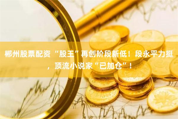 郴州股票配资 “股王”再创阶段新低！段永平力挺，顶流小说家“已加仓”！